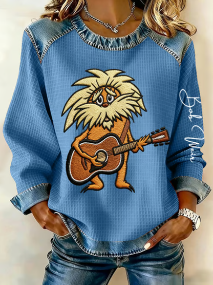 Women's RIP Bob Weir Denim Patchwork Top