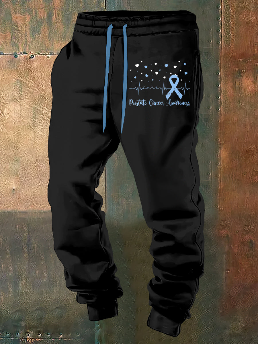 Men's Prostate Cancer Printed Drawstring Trousers