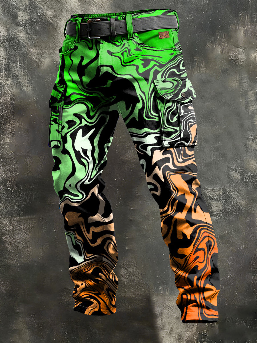 Men's Retro Vacation Business Art Print Casual Workwear Trousers