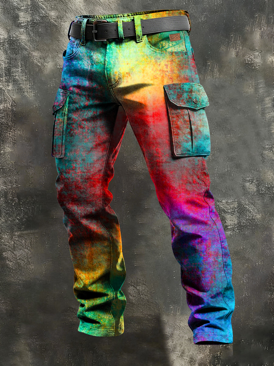 Men's Retro Vacation Business Art Print Casual Workwear Trousers