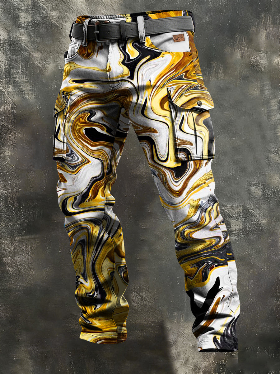 Men's Retro Vacation Business Art Print Casual Workwear Trousers