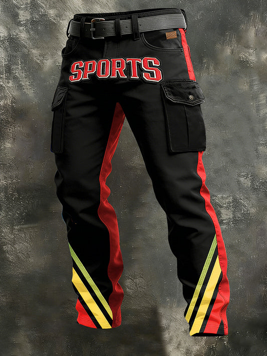 Men's Retro Vacation Business Art Print Casual Workwear Trousers