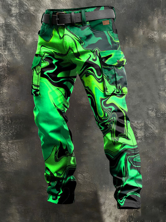 Men's Retro Vacation Business Art Print Casual Workwear Trousers