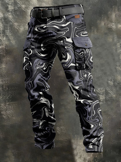 Men's Retro Vacation Business Art Print Casual Workwear Trousers