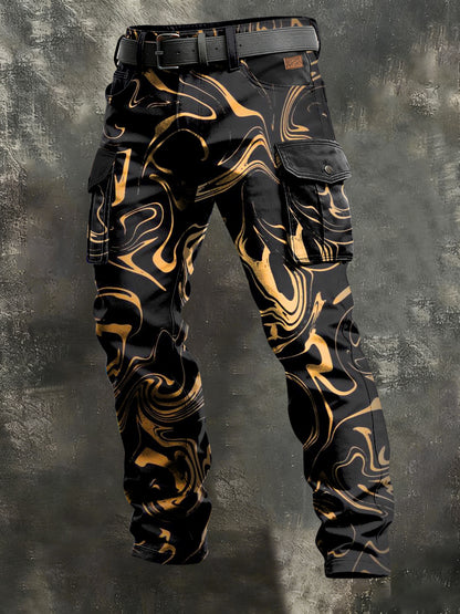 Men's Retro Vacation Business Art Print Casual Workwear Trousers
