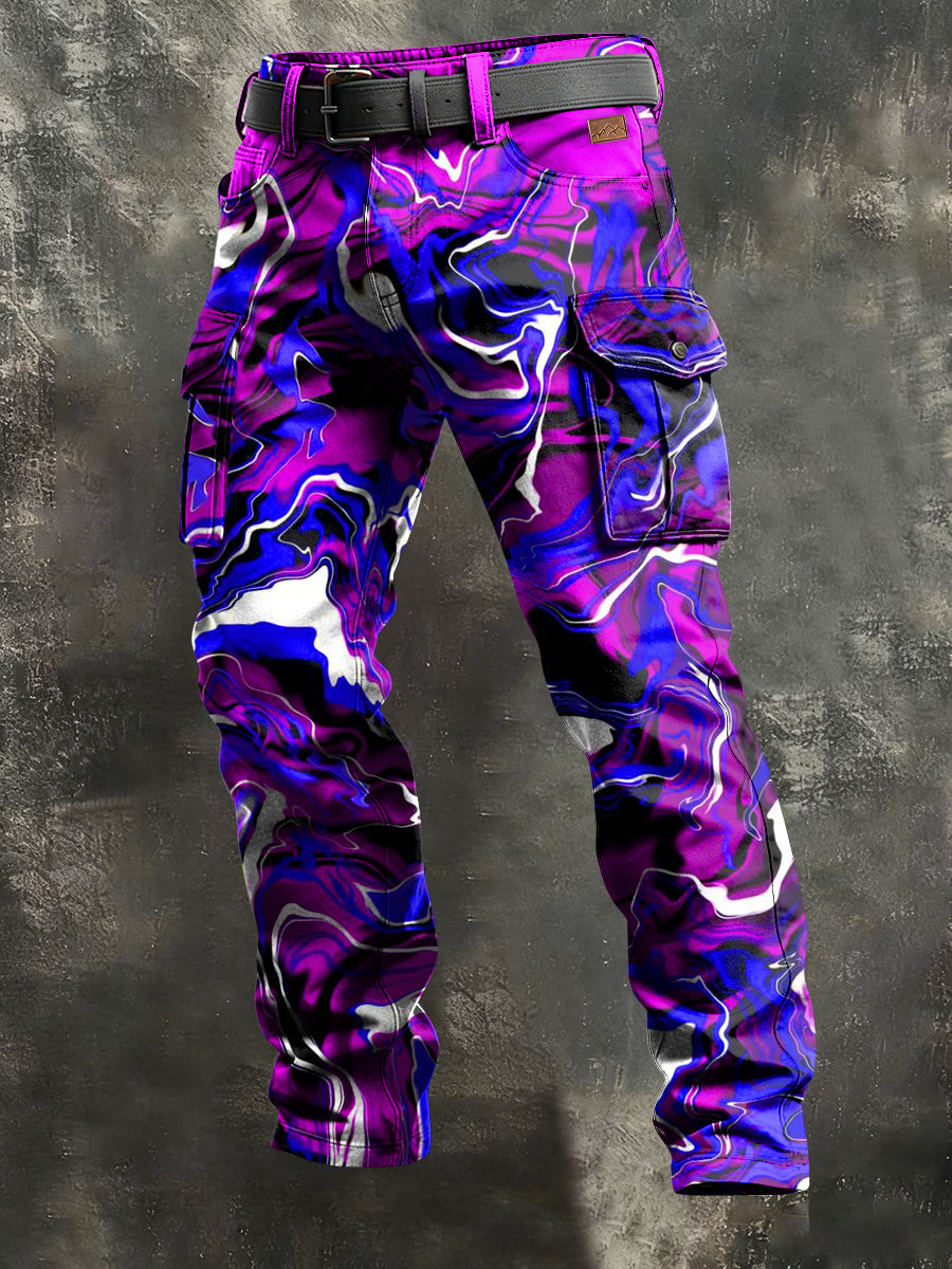 Men's Retro Vacation Business Art Print Casual Workwear Trousers