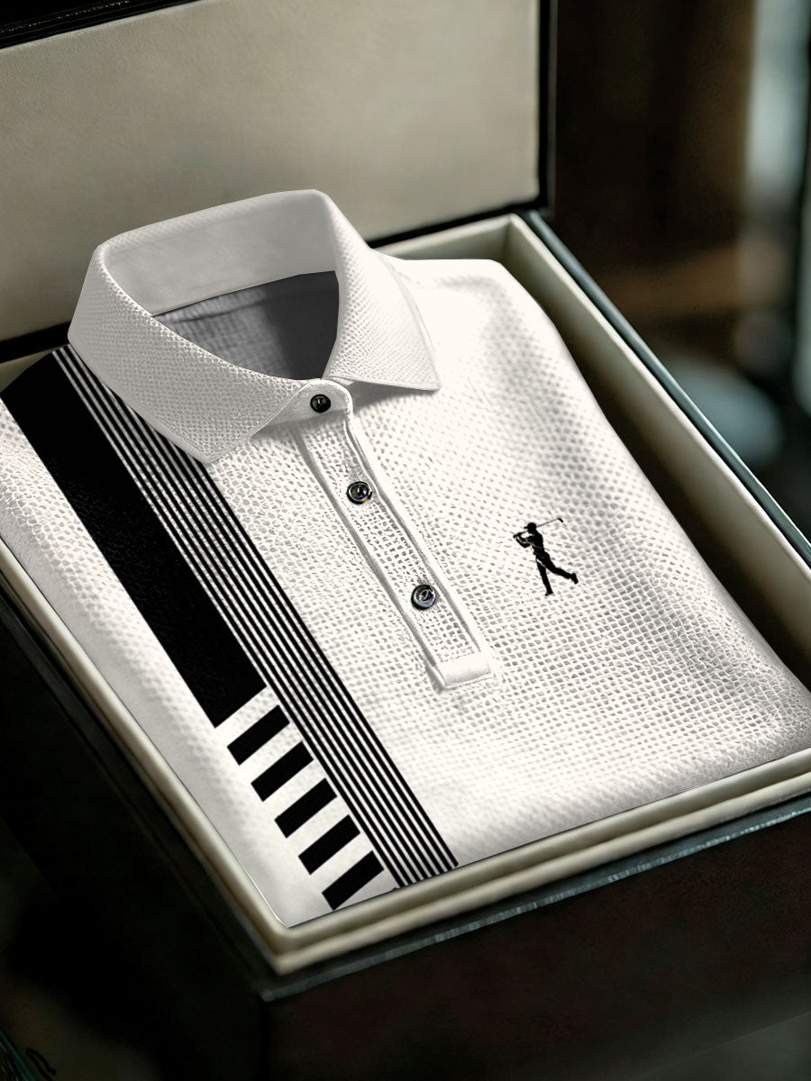 Men's Vintage Business Style Printed Casual Polo Shirt