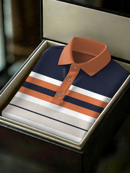 Men's Vintage Business Style Printed Casual Polo Shirt