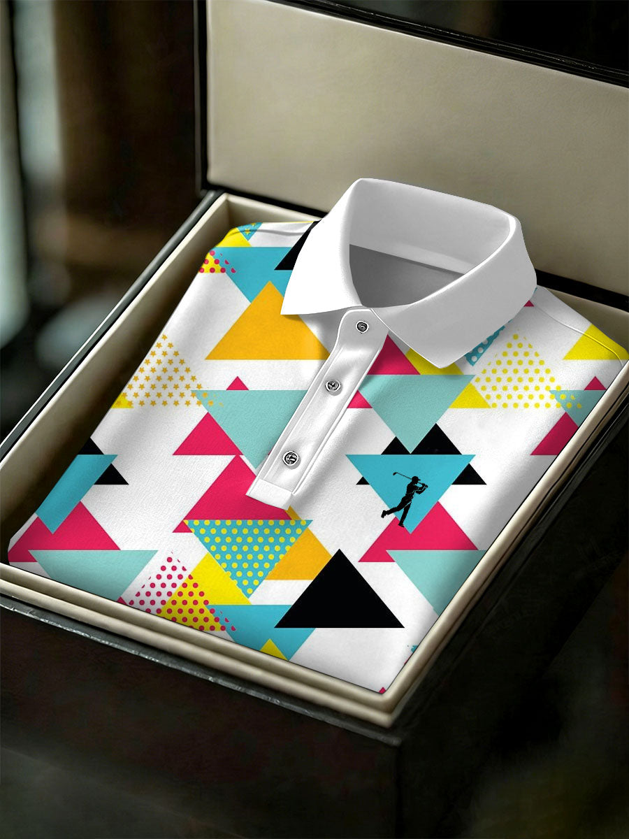 Men's Vintage Business Style Printed Casual Polo Shirt