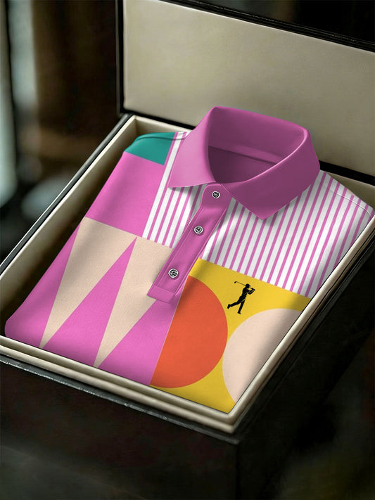 Men's Vintage Business Style Printed Casual Polo Shirt