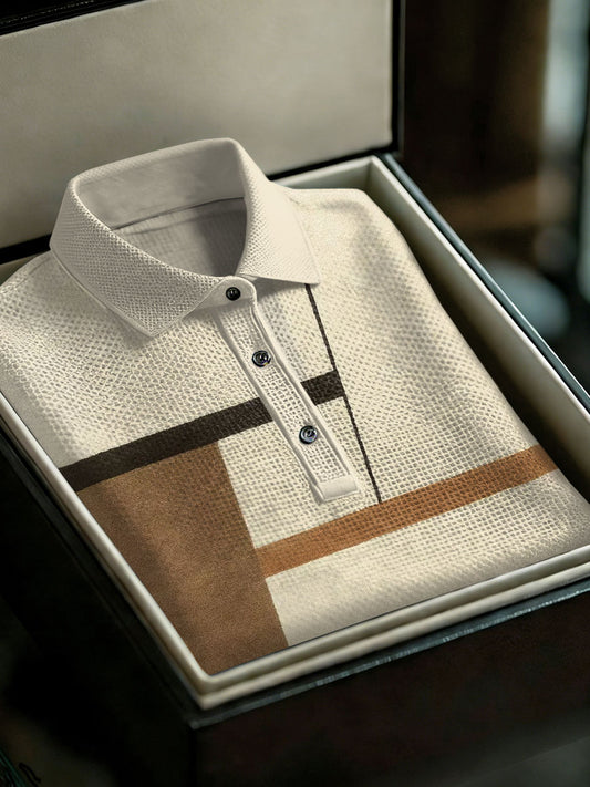 Men's Vintage Business Style Printed Casual Polo Shirt