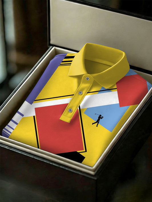 Men's Vintage Business Style Printed Casual Polo Shirt