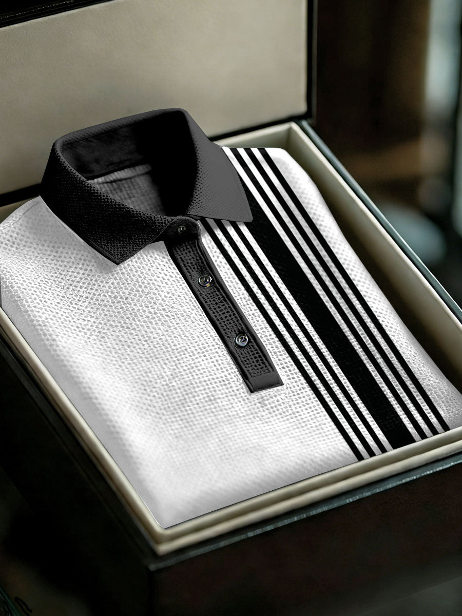 Men's Vintage Business Style Printed Casual Polo Shirt