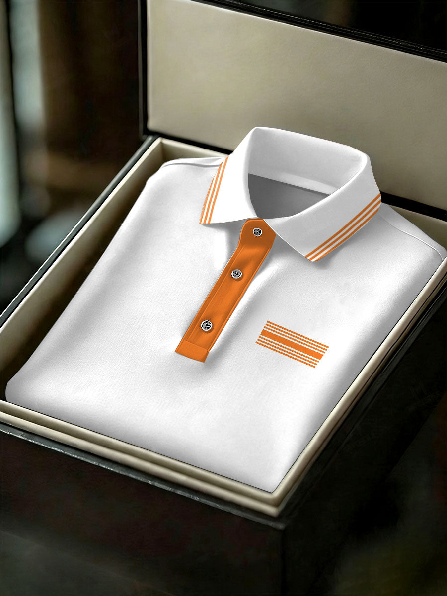 Men's Vintage Business Style Printed Casual Polo Shirt