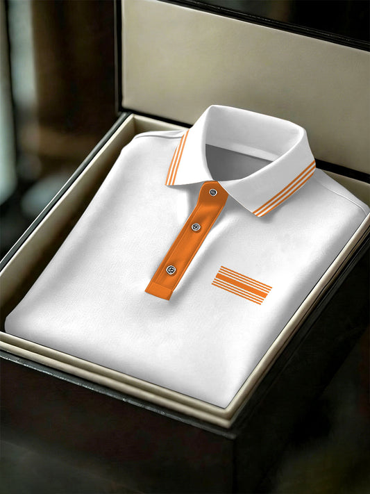 Men's Vintage Business Style Printed Casual Polo Shirt