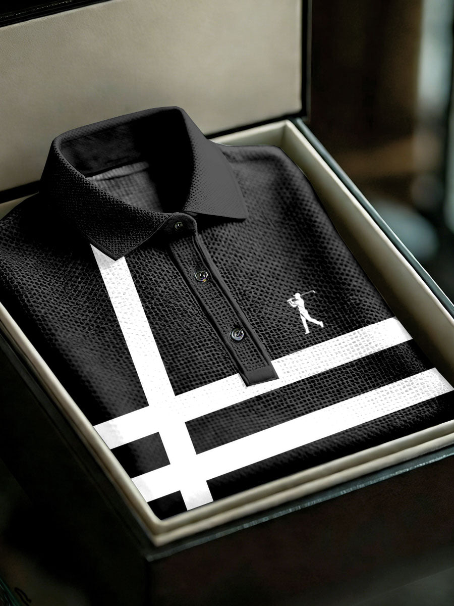 Men's Vintage Business Style Printed Casual Polo Shirt