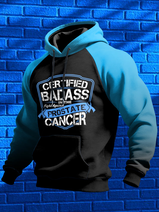 Men's Prostate Cancer Printed Shoulder Hooded Long Sleeved Sweatshirt