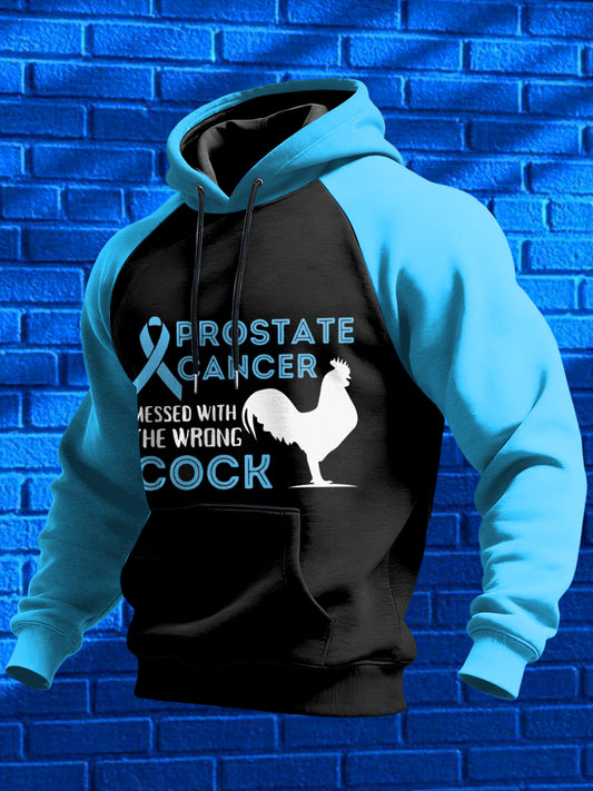 Men's Prostate Cancer Printed Shoulder Hooded Long Sleeved Sweatshirt