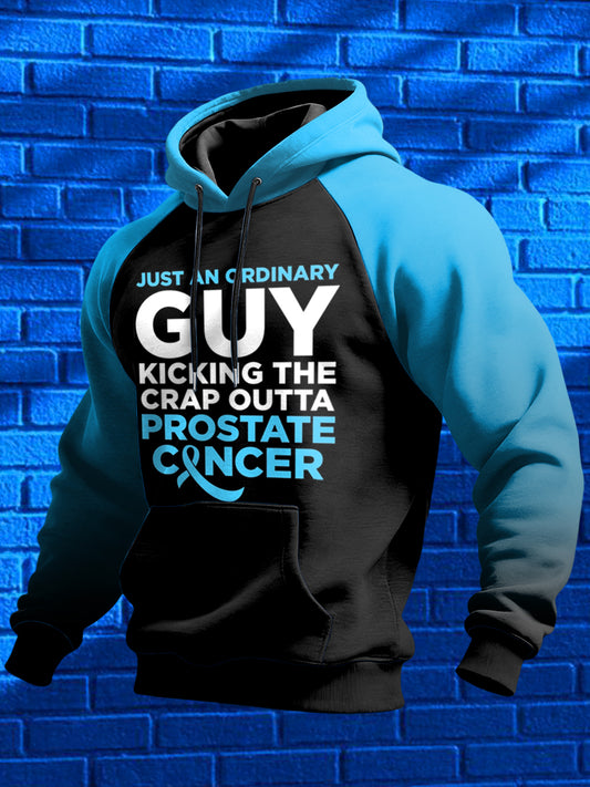 Men's Prostate Cancer Printed Shoulder Hooded Long Sleeved Sweatshirt
