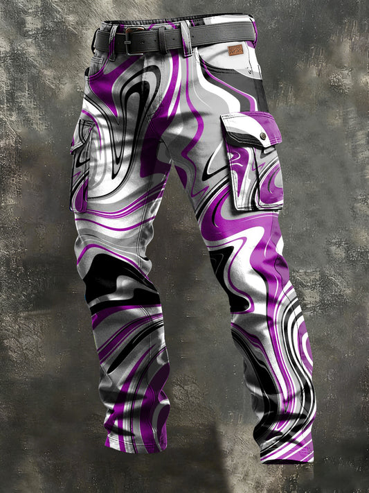 Men's Retro Vacation Business Art Print Casual Workwear Trousers