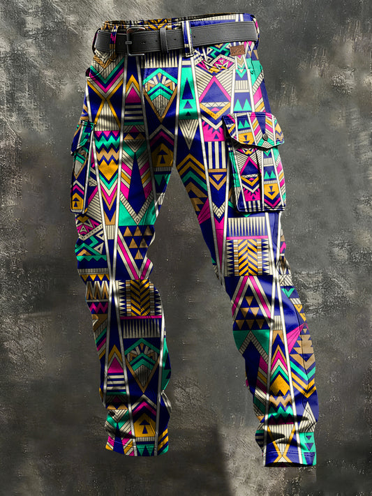 Men's Retro Vacation Business Art Print Casual Workwear Trousers