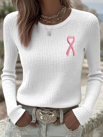 Women's Breast Cancer Awareness Pink Ribbon Long Sleeve T-Shirts