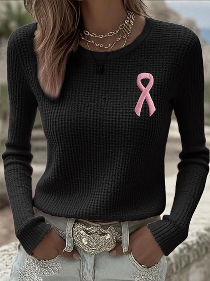 Women's Breast Cancer Awareness Pink Ribbon Long Sleeve T-Shirts