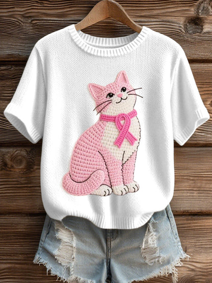 Women's Lovely Cat Crochet Pattern Cozy Knit Top