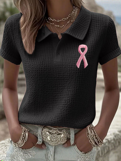Women's Breast Cancer Pink Waffle Ribbon Tops