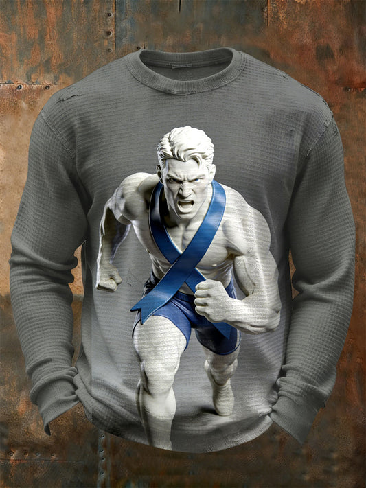 Men's Retro Prostate Cancer Awareness Print Casual Sweatshirt