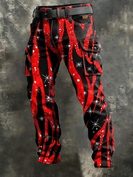 Men's Retro Vacation Business Art Print Casual Workwear Trousers