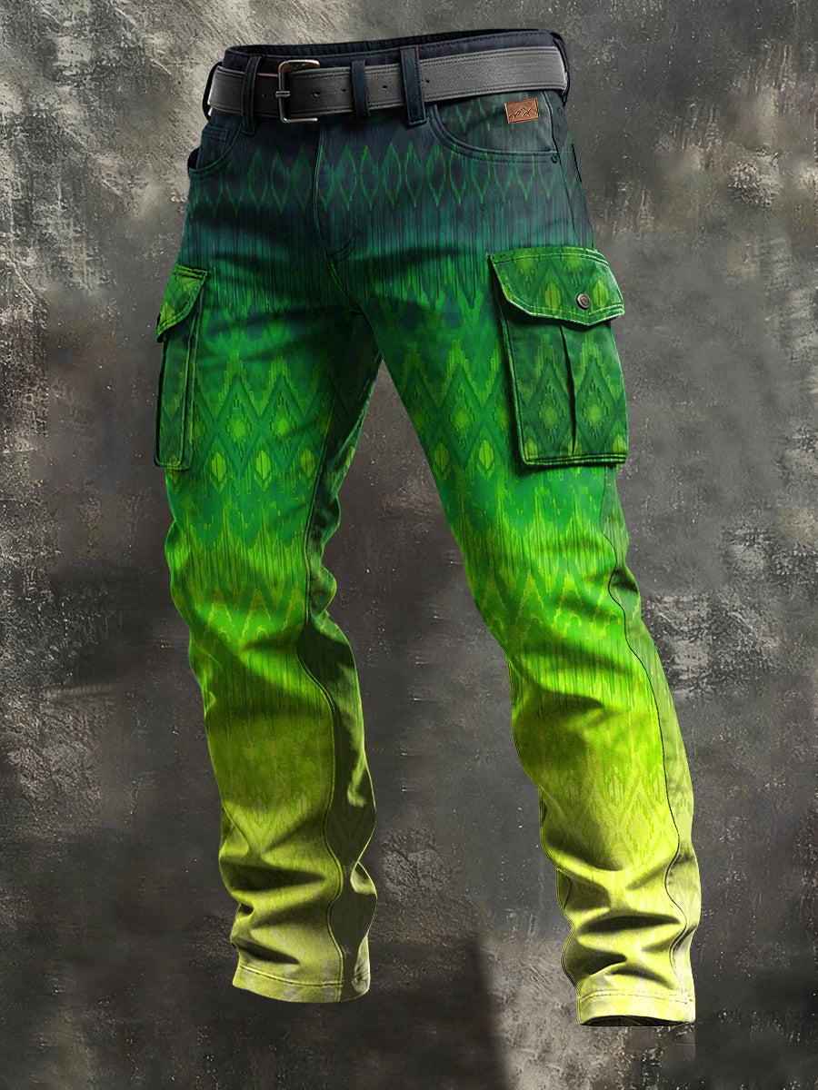 Men's Retro Vacation Business Art Print Casual Workwear Trousers