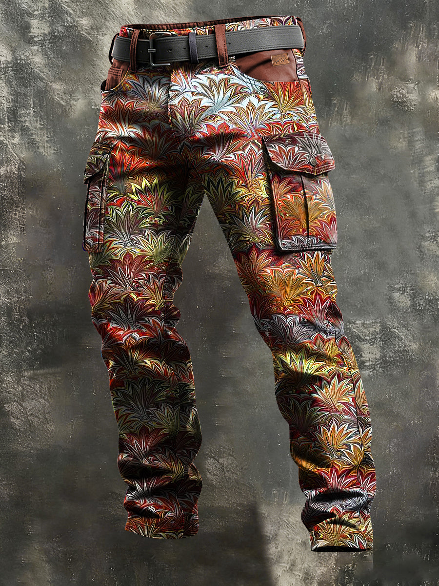 Men's Retro Vacation Business Art Print Casual Workwear Trousers