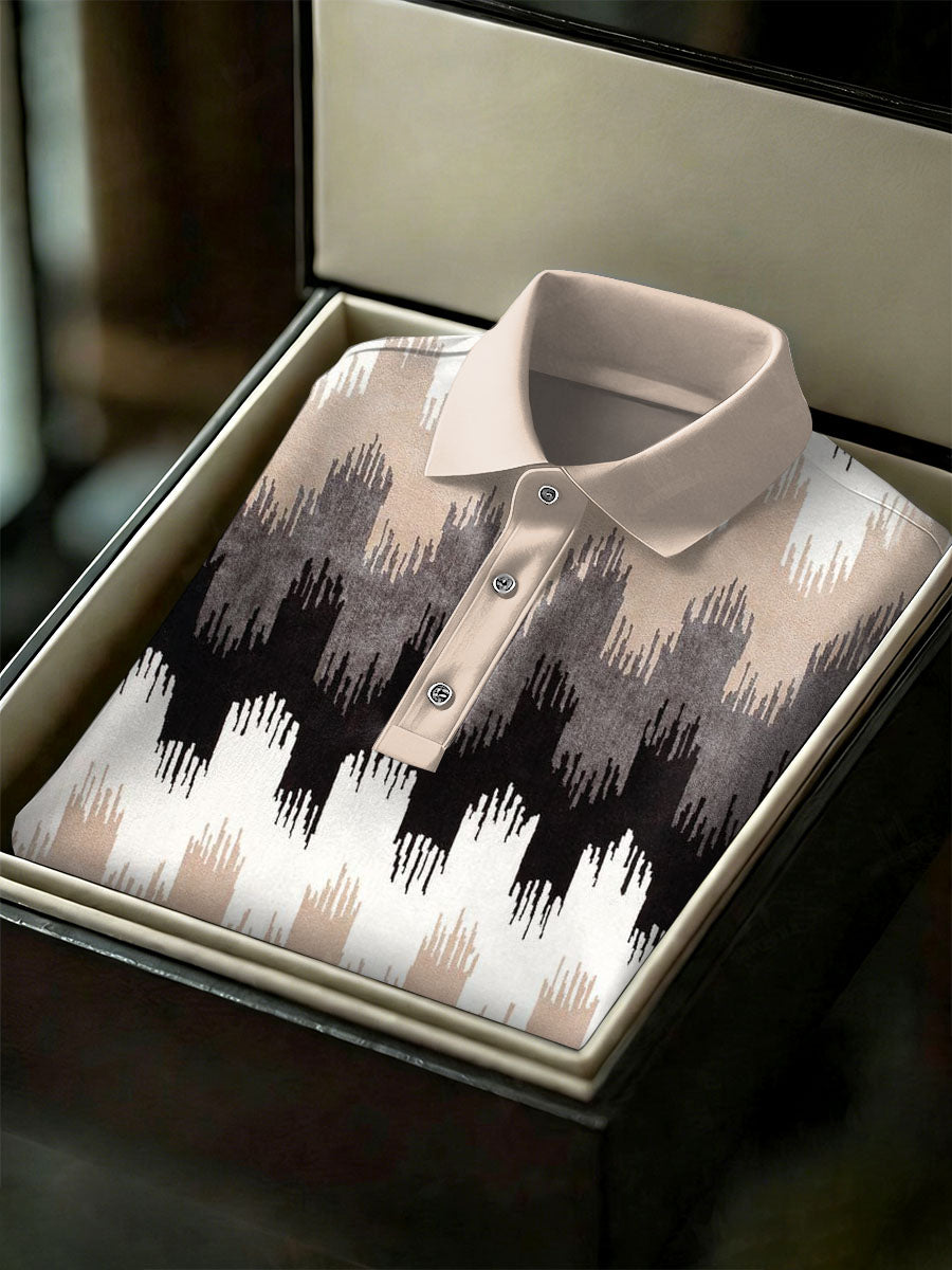 Men's Vintage Business Style Printed Casual Polo Shirt