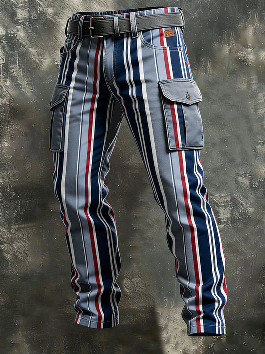 Men's Retro Vacation Business Art Print Casual Workwear Trousers