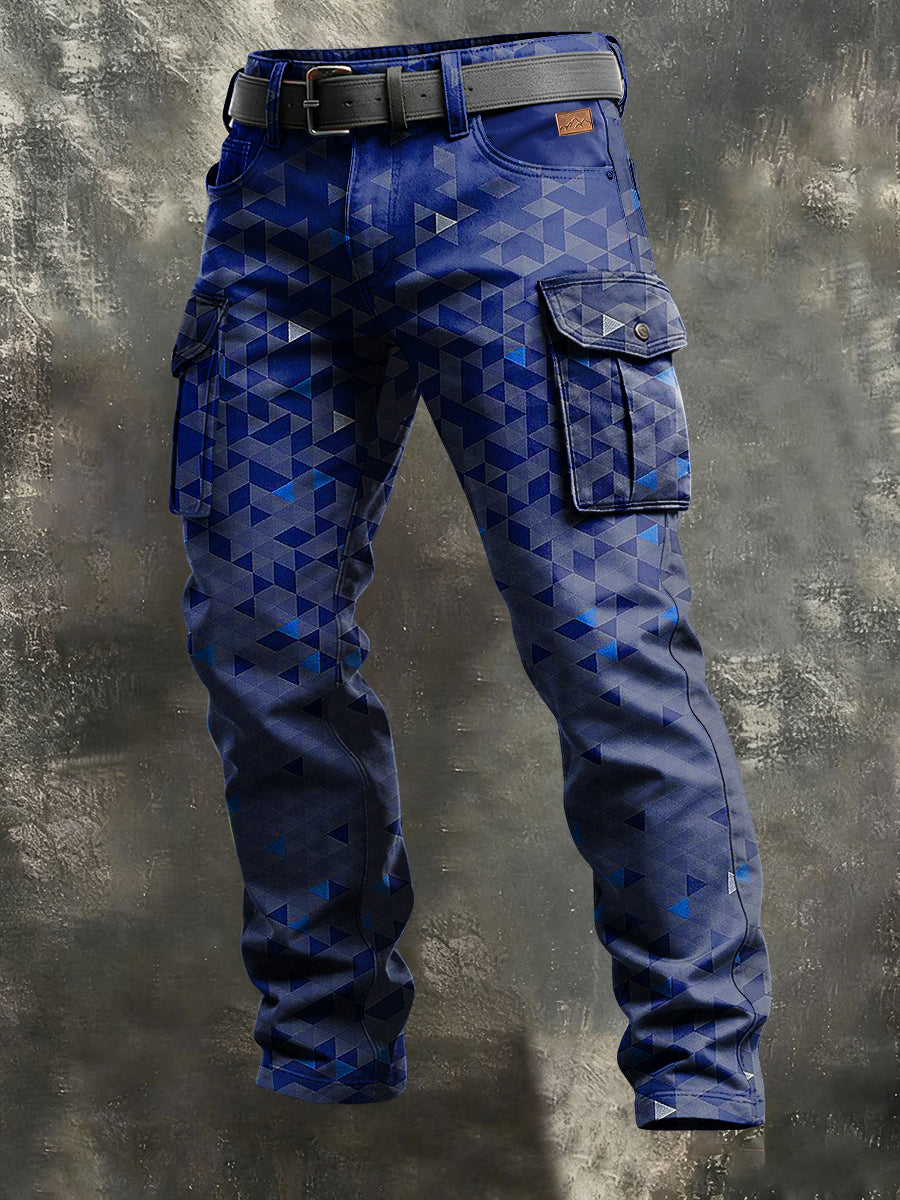 Men's Retro Vacation Business Art Print Casual Workwear Trousers