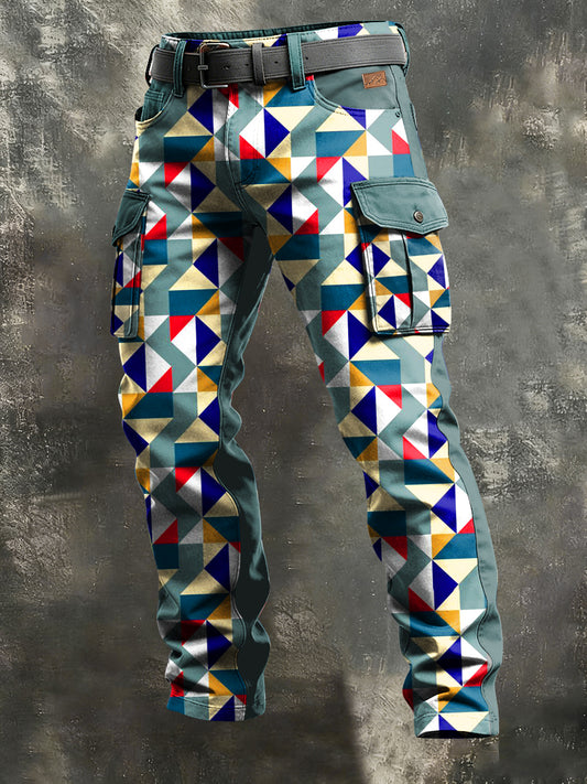 Men's Retro Vacation Business Art Print Casual Workwear Trousers