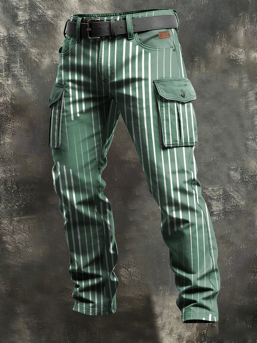 Men's Retro Vacation Business Art Print Casual Workwear Trousers