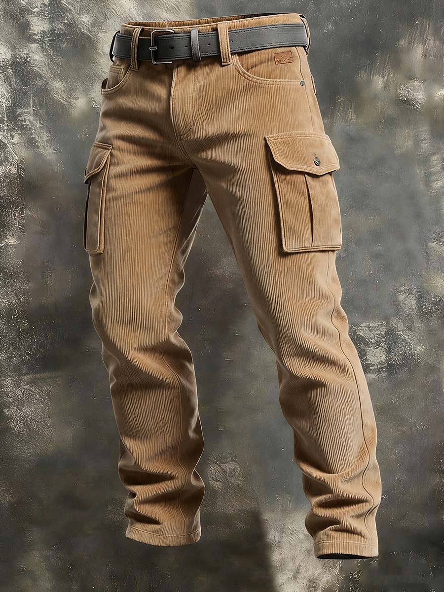 Thickened Men's Retro Vacation Business Art Print Casual Workwear Trousers