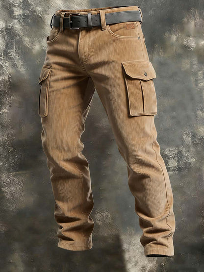 Thickened Men's Retro Vacation Business Art Print Casual Workwear Trousers