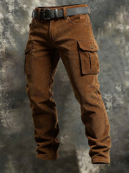 Thickened Men's Retro Vacation Business Art Print Casual Workwear Trousers