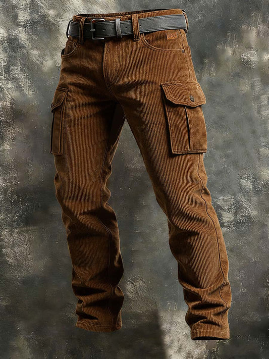 Thickened Men's Retro Vacation Business Art Print Casual Workwear Trousers