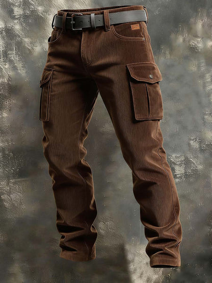 Thickened Men's Retro Vacation Business Art Print Casual Workwear Trousers