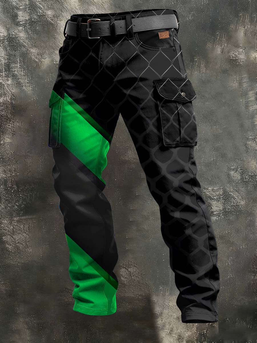 Men's Retro Vacation Business Art Print Casual Workwear Trousers