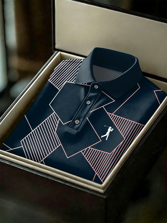 Men's Vintage Business Style Printed Casual Polo Shirt