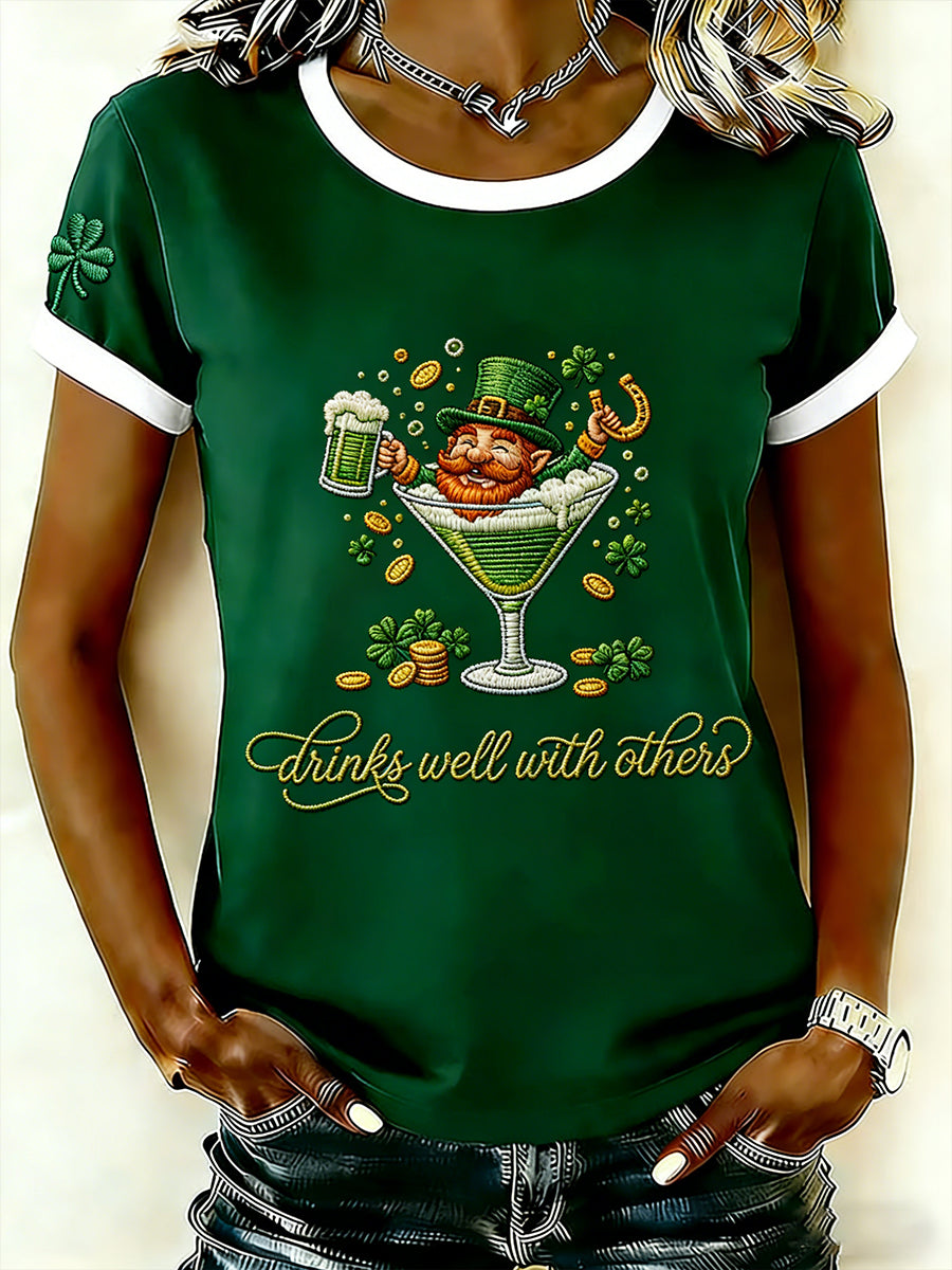 Women's St. Patrick's Day Shamrock Art Short-Sleeve T-Shirt