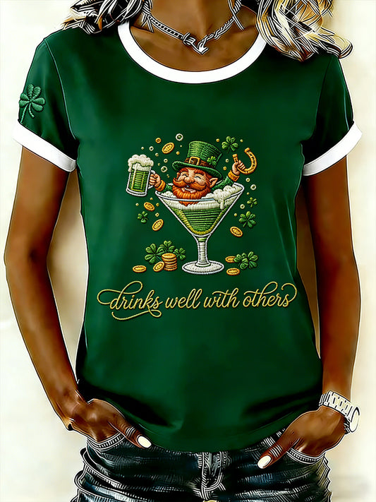 Women's St. Patrick's Day Shamrock Art Short-Sleeve T-Shirt