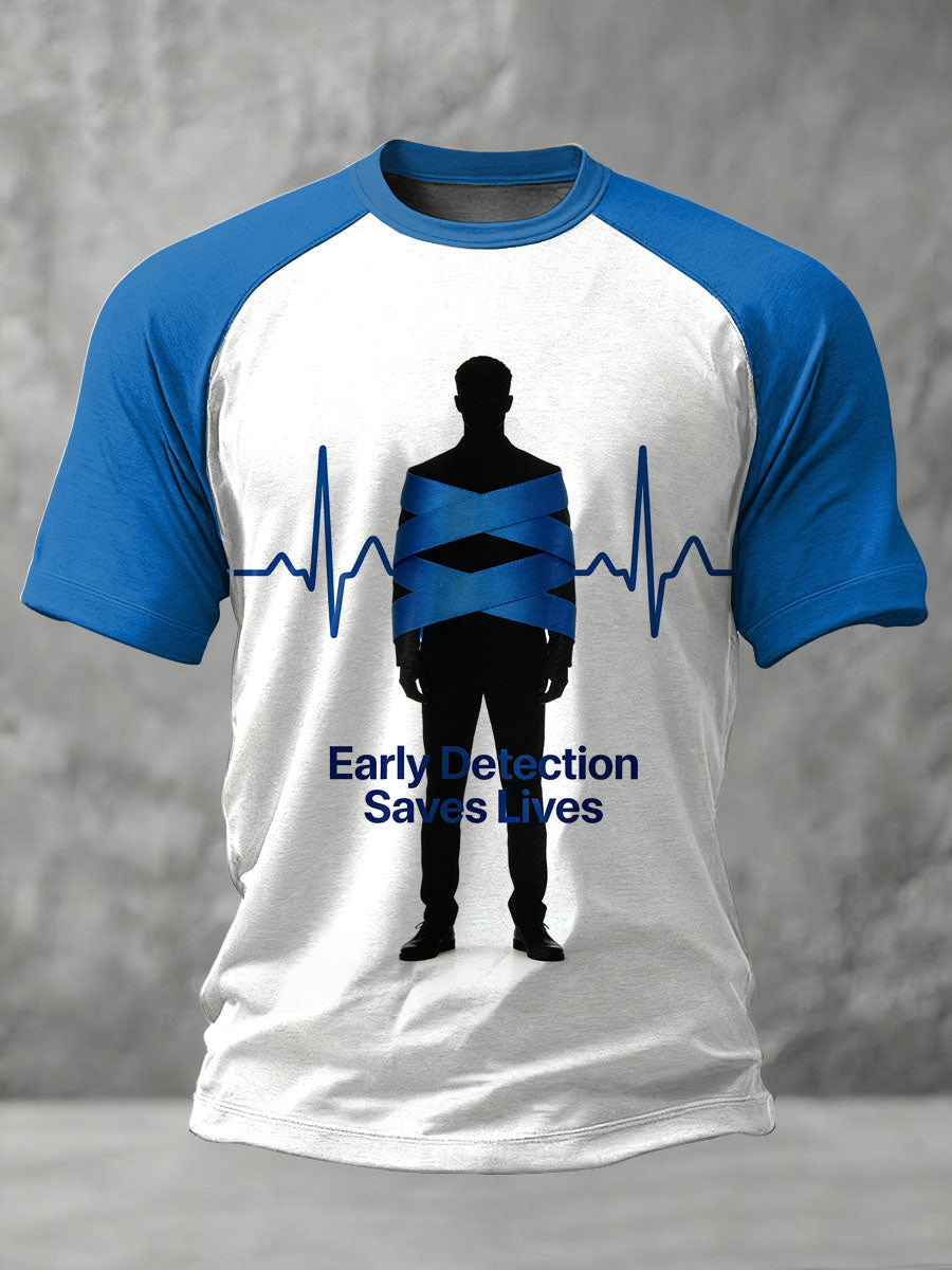 Retro Prostate Cancer Awareness Print Casual T-shirt