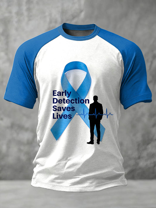 Retro Prostate Cancer Awareness Print Casual T-shirt