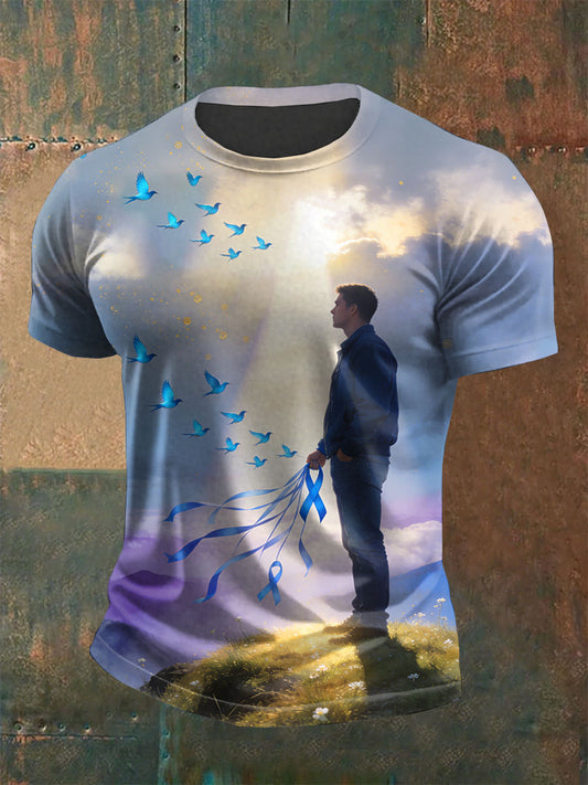 Retro Prostate Cancer Awareness Print Casual T-shirt